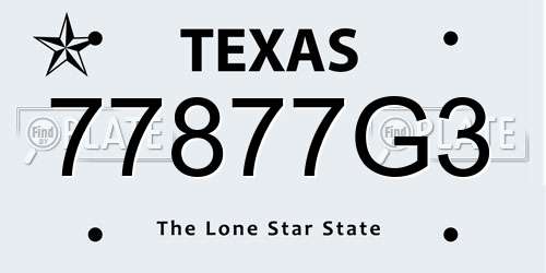 77877G3 Texas License Plate