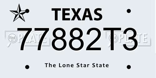 77882T3 Texas License Plate