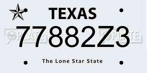 77882Z3 Texas License Plate