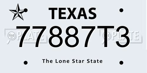 77887T3 Texas License Plate