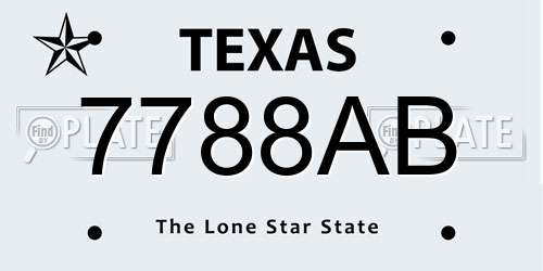7788AB Texas License Plate
