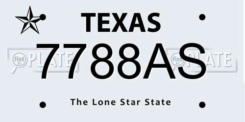 7788AS Texas License Plate