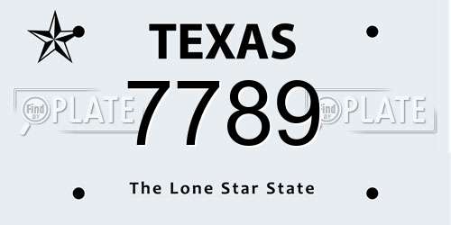 7789 Texas License Plate