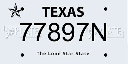77897N Texas License Plate