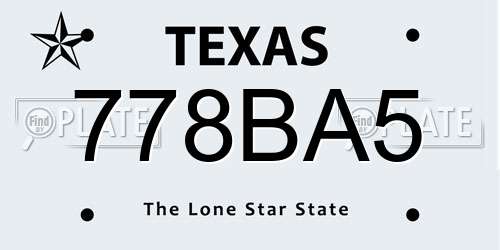 778BA5 Texas License Plate