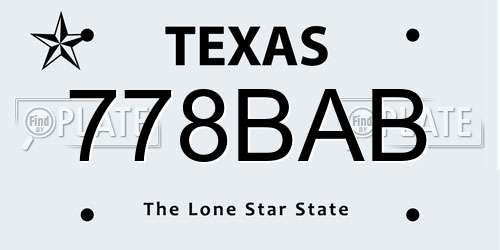778BAB Texas License Plate