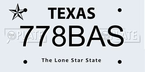 778BAS Texas License Plate