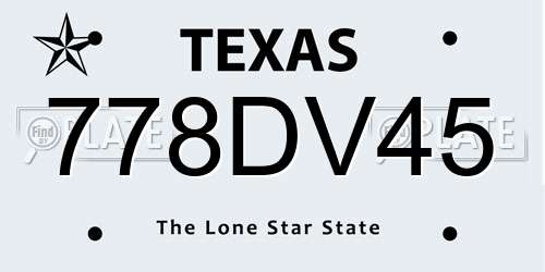778DV45 Texas License Plate