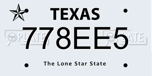 778EE5 Texas License Plate