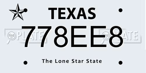 778EE8 Texas License Plate