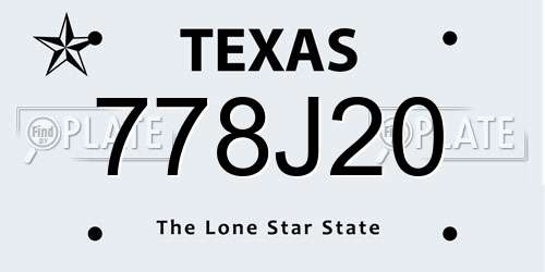 778J20 Texas License Plate