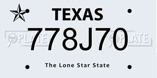 778J70 Texas License Plate