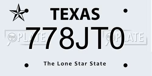 778JT0 Texas License Plate