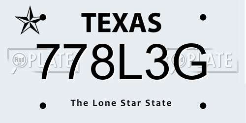 778L3G Texas License Plate