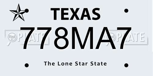 778MA7 Texas License Plate