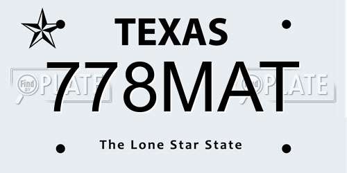 778MAT Texas License Plate