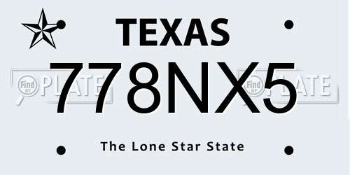 778NX5 Texas License Plate