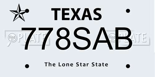 778SAB Texas License Plate