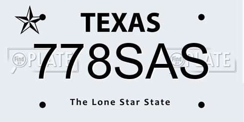 778SAS Texas License Plate