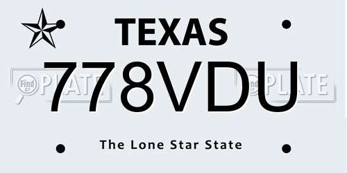 778VDU Texas License Plate