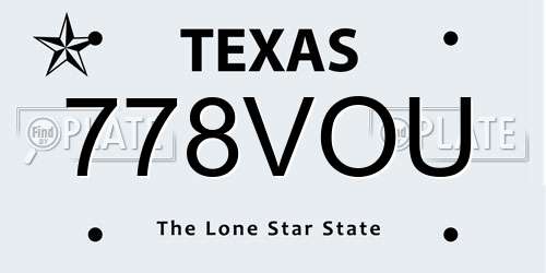 778VOU Texas License Plate