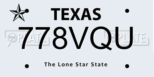 778VQU Texas License Plate