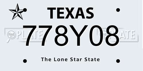 778Y08 Texas License Plate