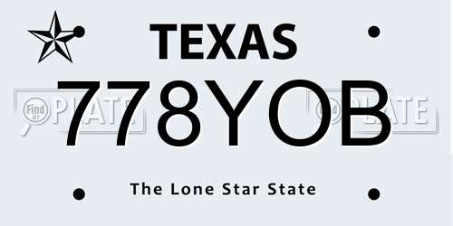 778YOB Texas License Plate