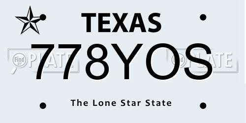 778YOS Texas License Plate