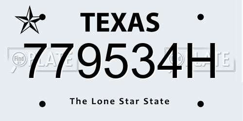 779534H Texas License Plate