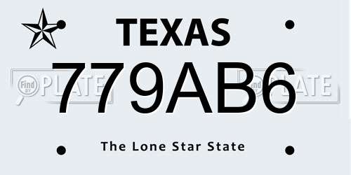779AB6 Texas License Plate