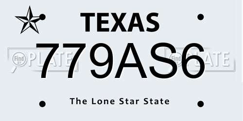 779AS6 Texas License Plate
