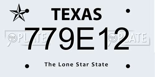 779E12 Texas License Plate