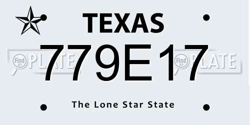 779E17 Texas License Plate