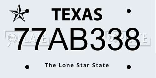 77AB338 Texas License Plate