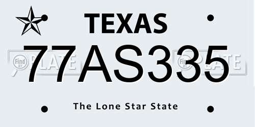 77AS335 Texas License Plate