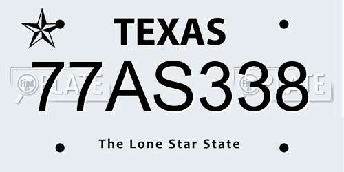 77AS338 Texas License Plate