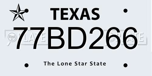 77BD266 Texas License Plate