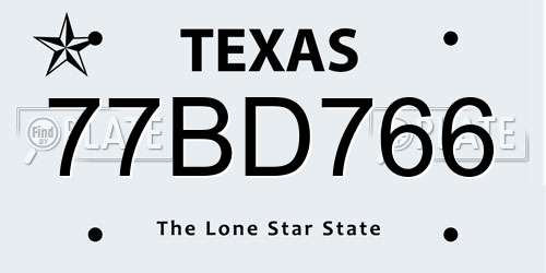 77BD766 Texas License Plate