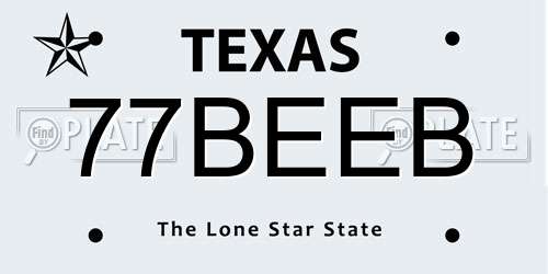 77BEEB Texas License Plate