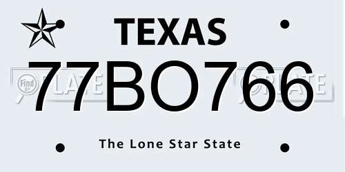 77BO766 Texas License Plate