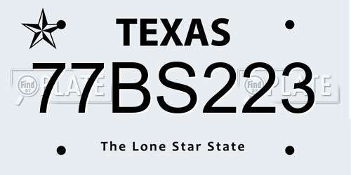 77BS223 Texas License Plate