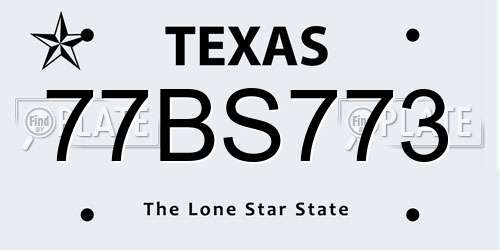 77BS773 Texas License Plate