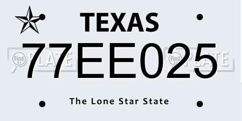 77EE025 Texas License Plate
