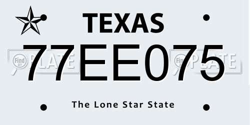 77EE075 Texas License Plate