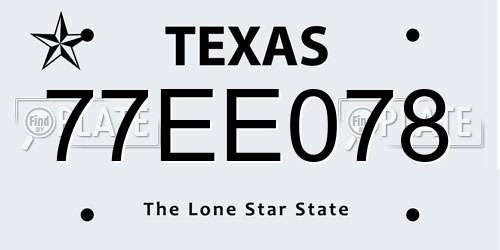 77EE078 Texas License Plate