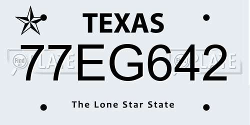 77EG642 Texas License Plate