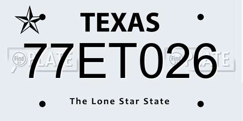 77ET026 Texas License Plate