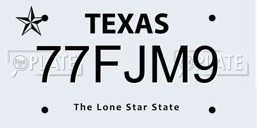 77FJM9 Texas License Plate
