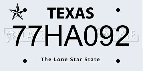 77HA092 Texas License Plate